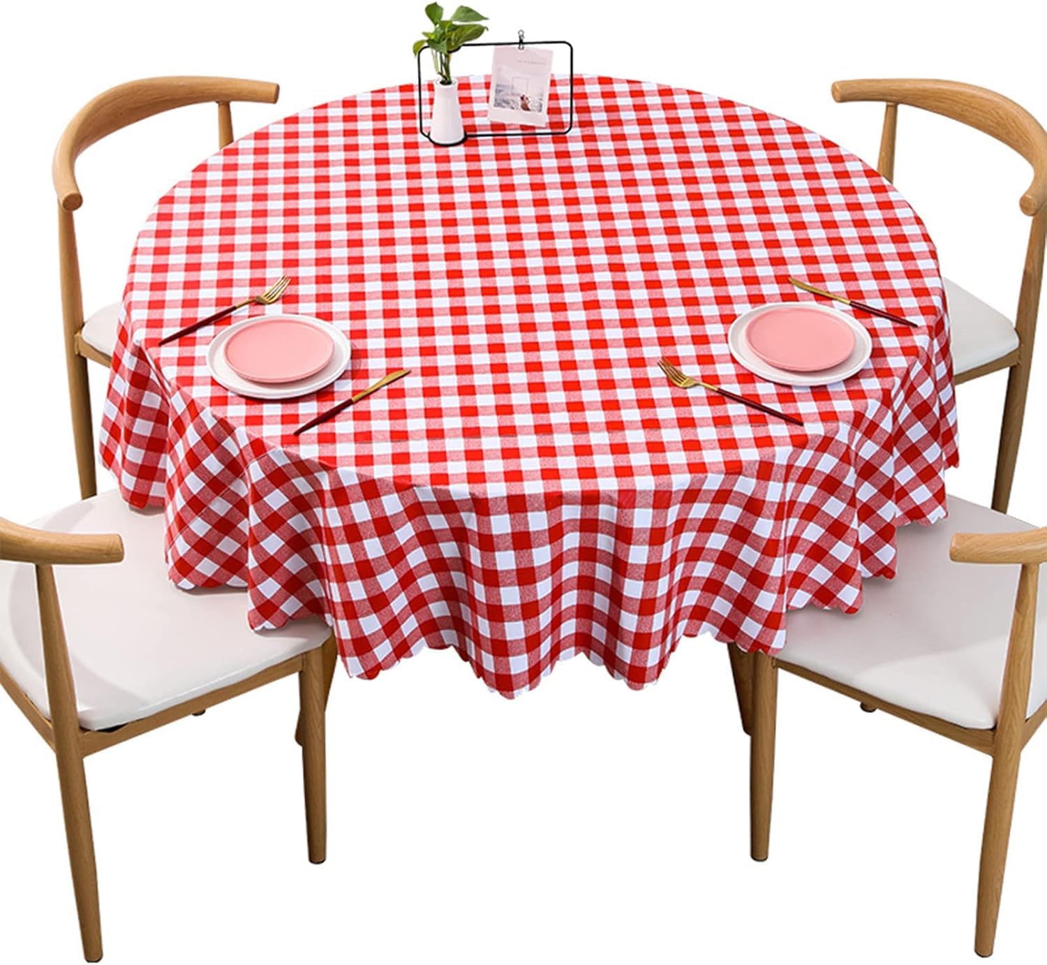 Nappe ronde en PVC facile à nettoyer diamètre 200 cm pour table salle à manger de fête