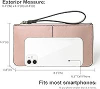 Vista 4 de Befen - Bolso clutch de mano de cuero con correa para teléfono celular, organizador de tarjetas