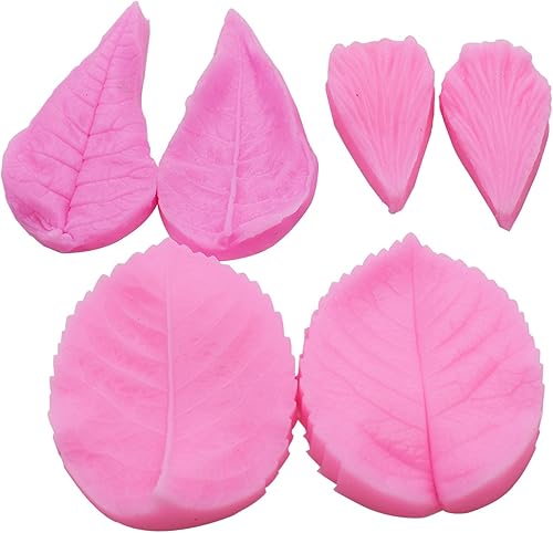 Leaf Mold 3PCSSet, kootips Hoja de silicona Pétalo veiner Azúcar Craft Herramientas Fondant y Pasta de Goma Molde