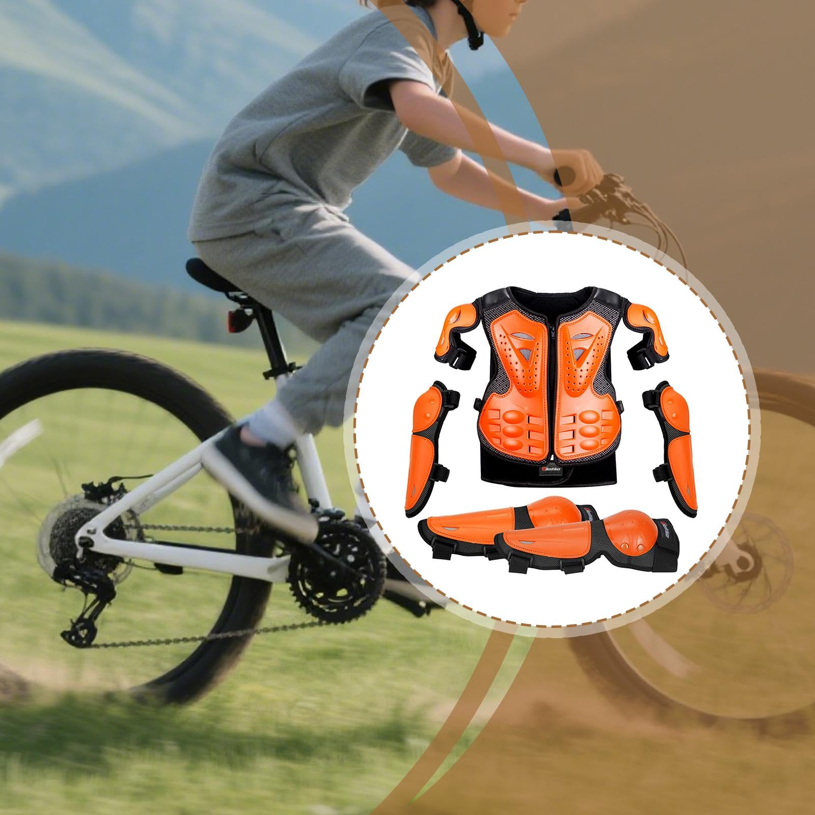 Kids Kit Protection Corps Entier Enfant Gilet Armure Poitrine Colonne Vertébrale Genouillères Coudières PVC