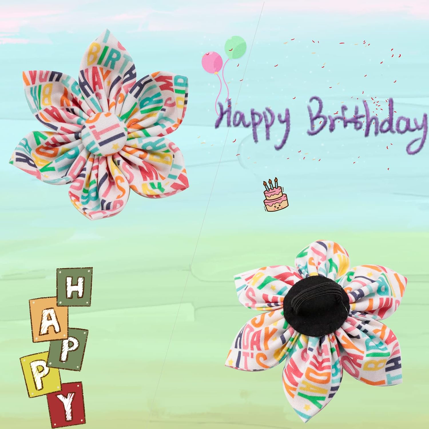 Unique style paws Dog Collar with Flower, Adjustable Birthday Dog Collar Flower Pattern, Durable Pet Collar for Small Medium Large Dogs image 3