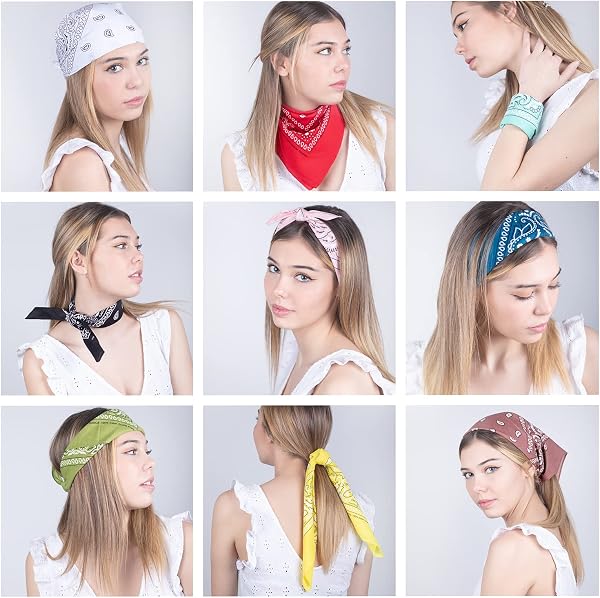 EL BANDANA - Lote de bandanas 100% Algodon de primera calidad Paisley Panuelo Cabeza Cuello Bufanda - Juego de 5/10/20 - 4