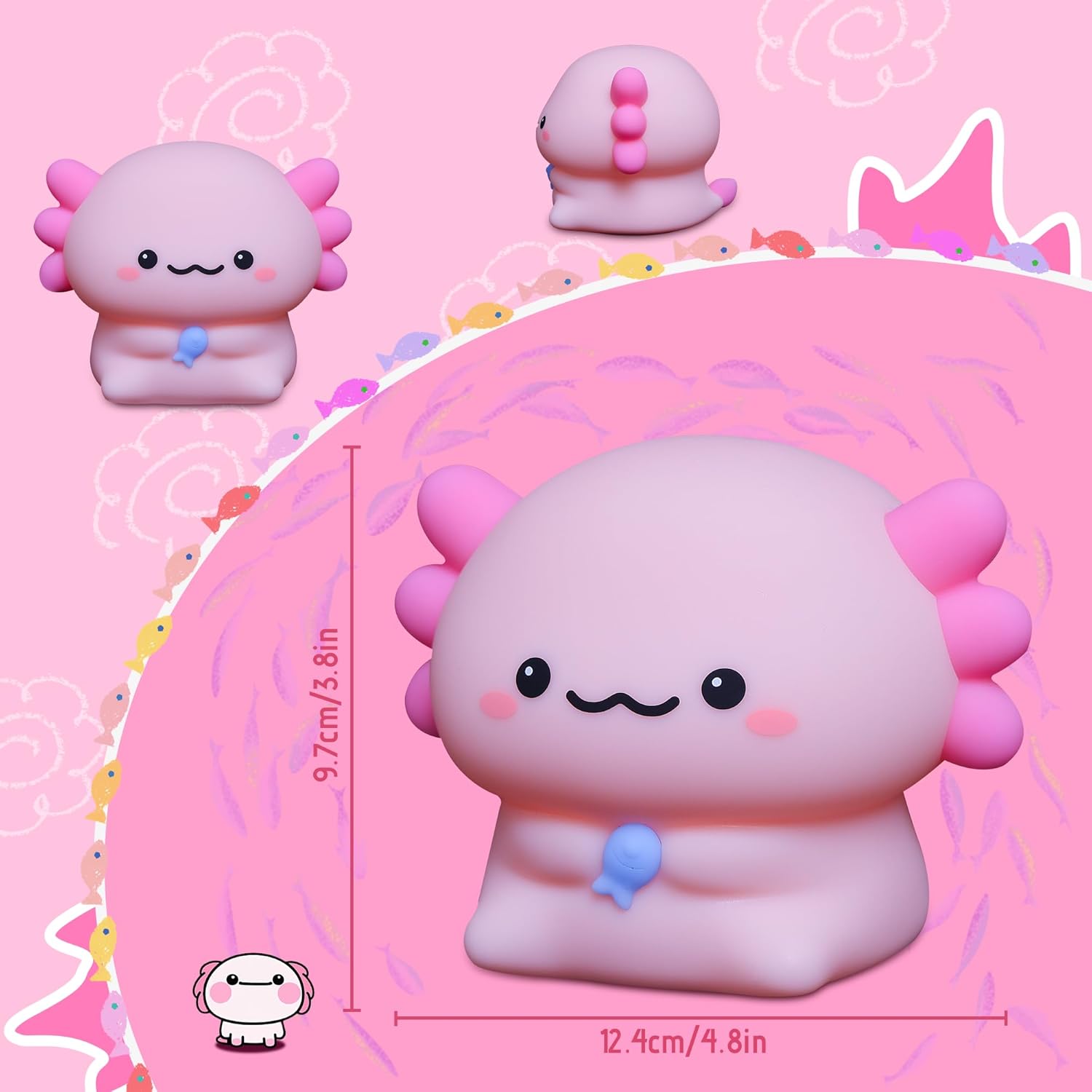 Axolotl Gifts, Cute Axolotl Night Light, Animal Silicone Nursery Lamp with Dimming and Timing Function, Cute Axolotl Decor Lights