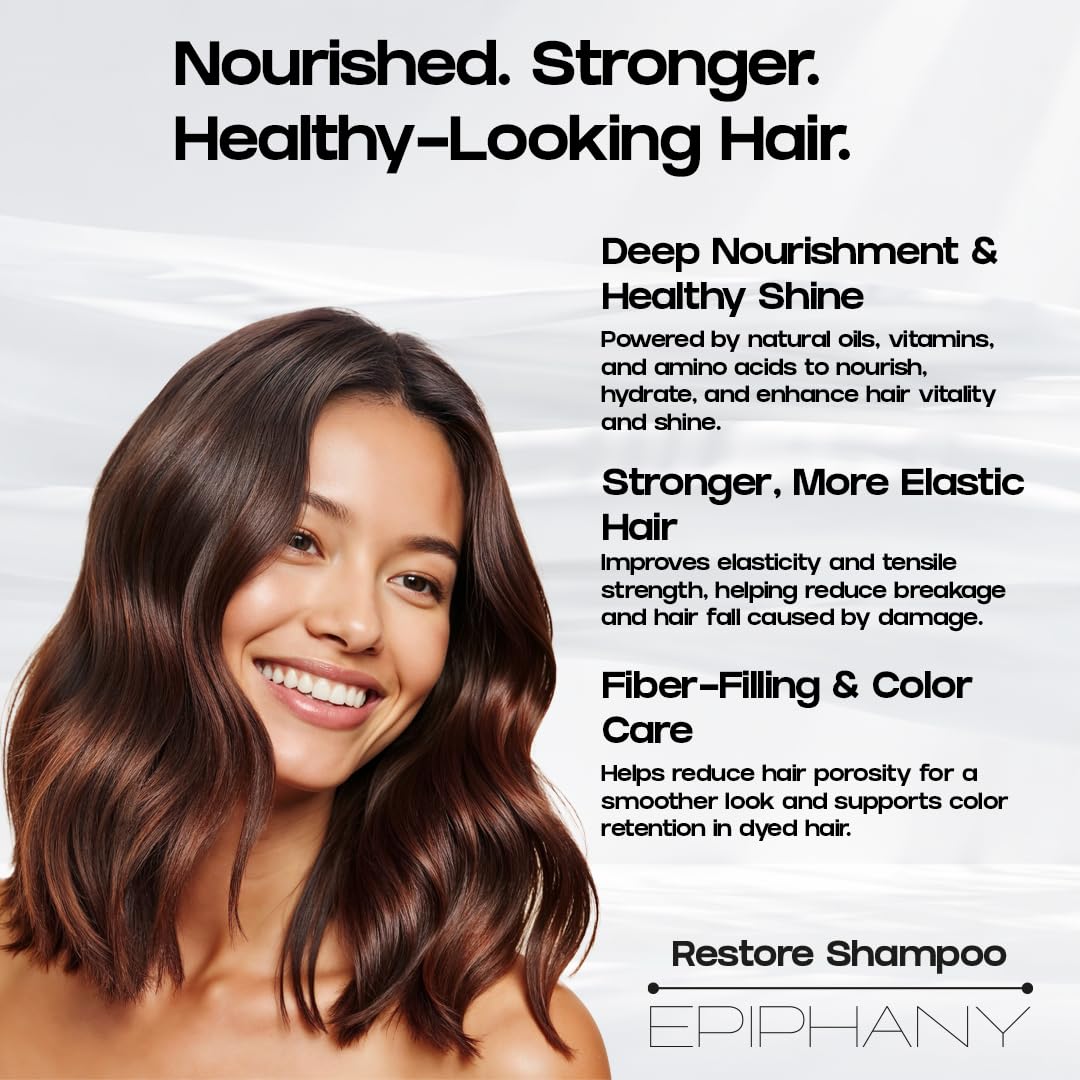 Epiphany Sulfate Free Shampoo – Hydrating Repair for Color Treated & Chemically Processed Hair | Coconut, Avocado & Argan Oil | UV Protection | Daily Use |8.4 oz