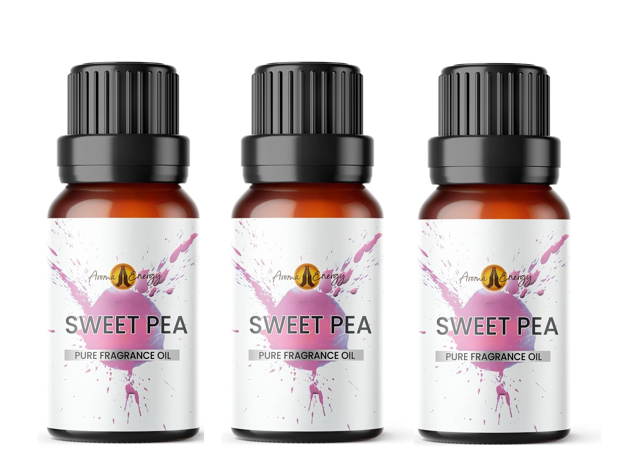 Aroma Energy | Sweet Pea Fragrance Oil 30ml (3 x 10ml) Highly Scented Oil for Diffuser, Candles, Soap Making, Wax Melt, Slime, Perfume | Vegan, Made in UK