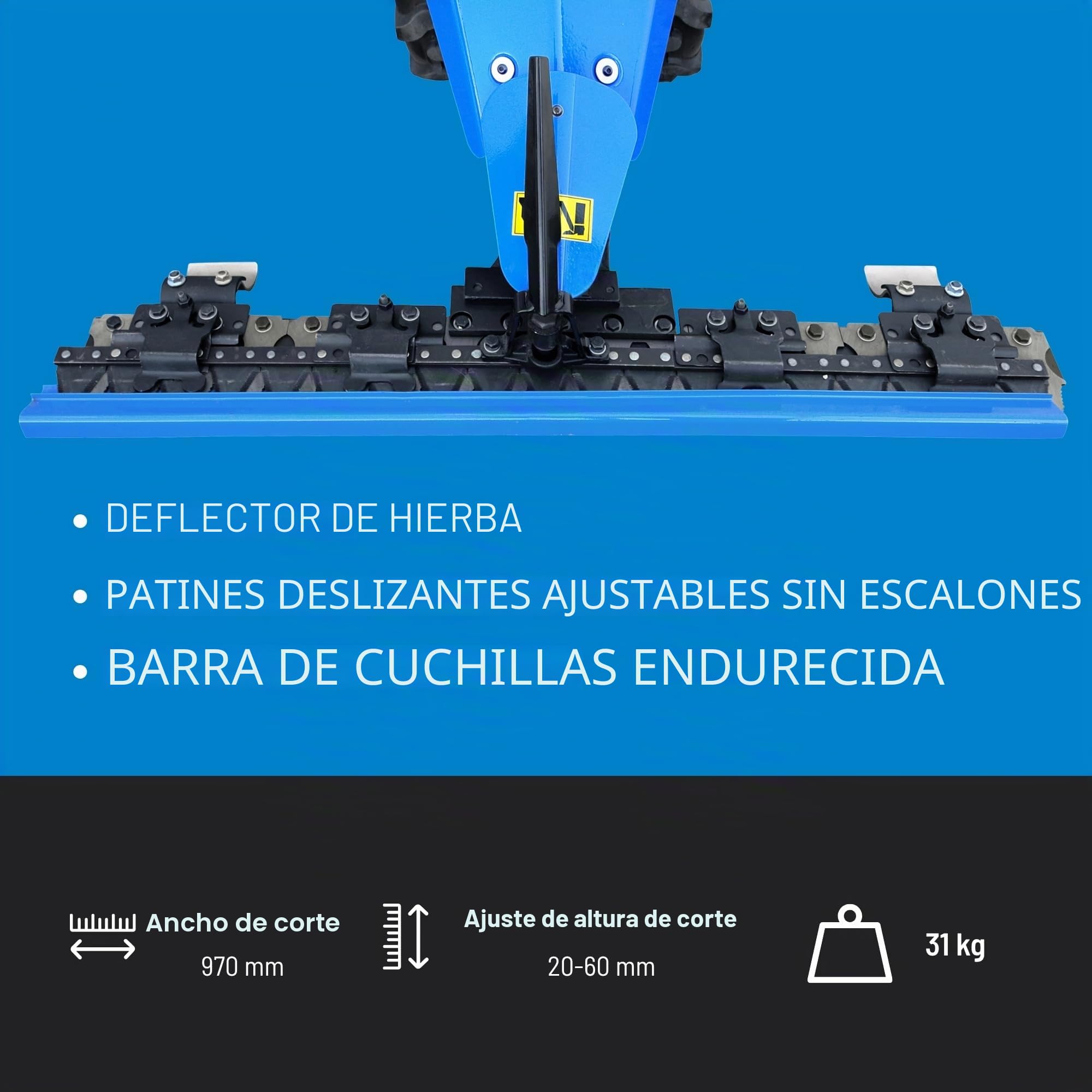 Güde 95181 GBM 970 - Cortapelos (970 mm de ancho de corte, 20-60 mm, ajuste de altura de corte para superficies de más de 2.000 m²), 152 x 98 x 151 cm