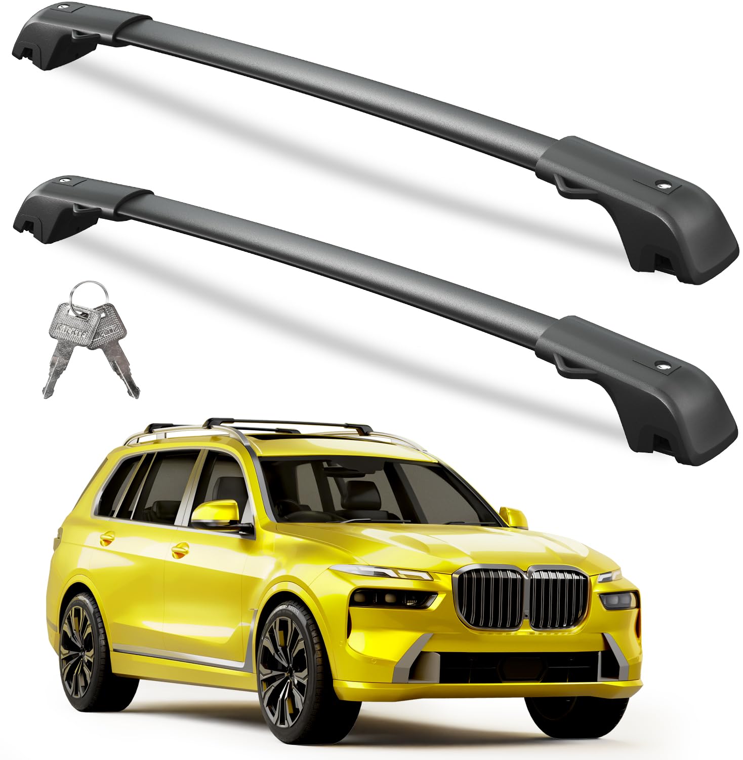 Roof Rack Cross Bars 220lbs Compatible with BMW X7 G07 2019-2025 with Raised Side Rails, Heavy Duty Aluminum Lockable Roof Rails Crossbars Cargo
