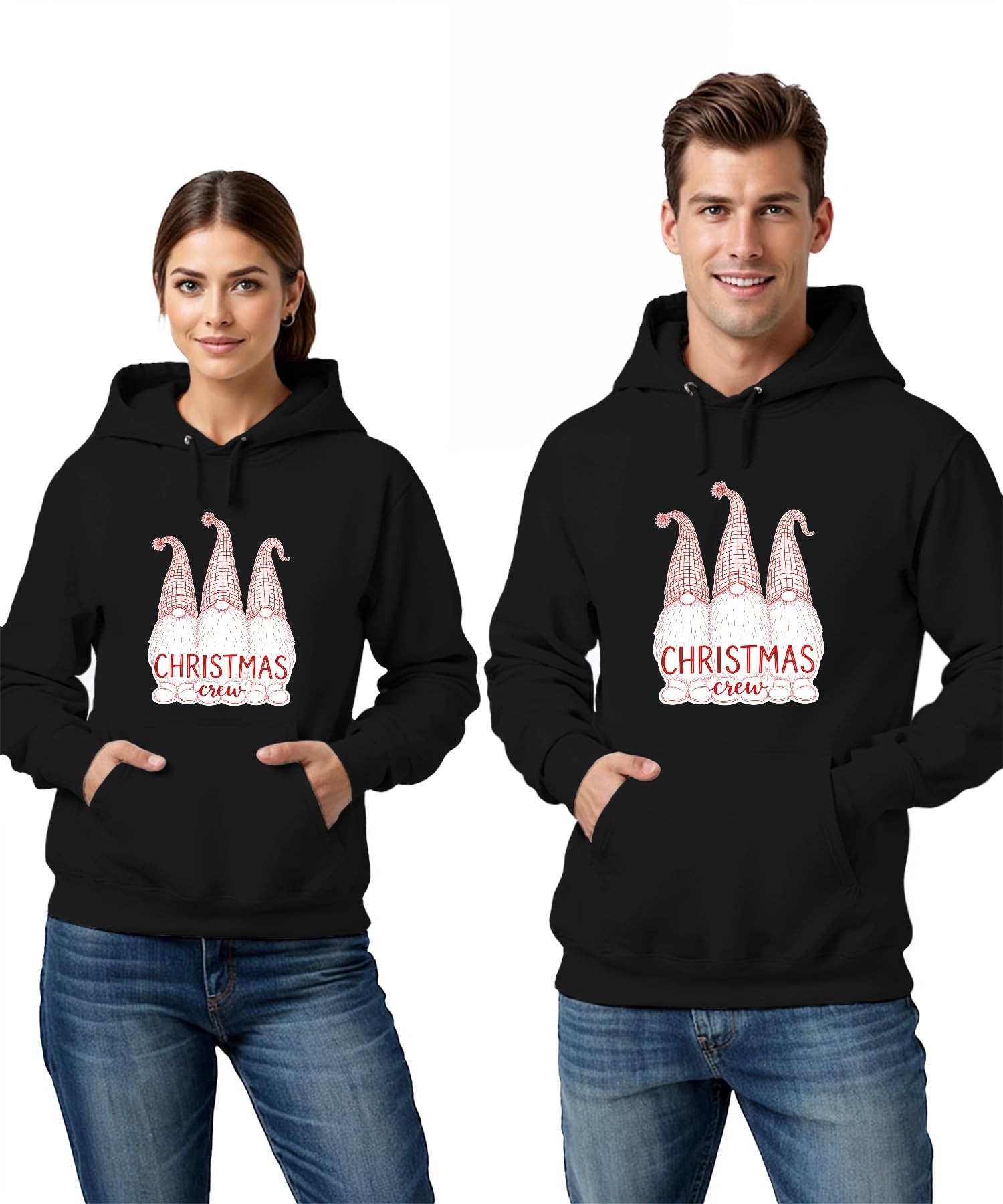 Christmas Crew Świąteczny Śliczny Skandynawski Retro Unisex Bluza z kapturem
