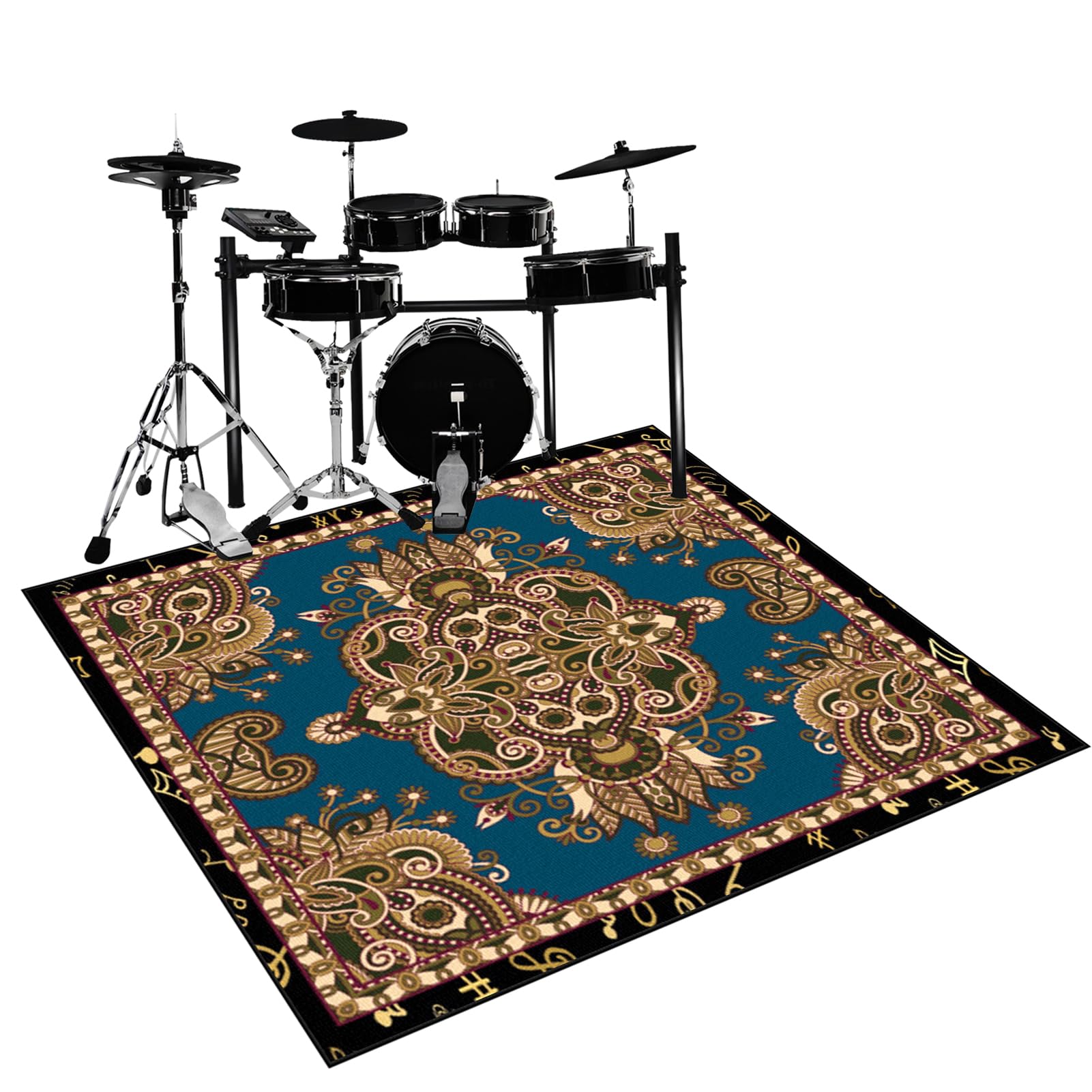 Qesjodfu Drum Rug Drum Mat Non-Slip Soundproof Carpet Professional Drum Carpet Non-Slip Rugs Drum Carpets for Drummers Outdoor Electronic Drum Set Practice Music Rug Drumming Drum Rugs 230 x 180 cm