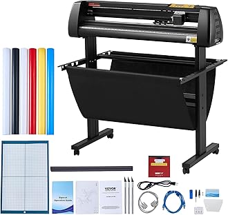 VEVOR Vinyl Cutter 34Inch Bundle, Vinyl Cutter Machine Manual Vinyl Printer LCD Display Plotter Cutter Sign Cutting with Signmaster Software for Design and Cut,with Supplies, Tools