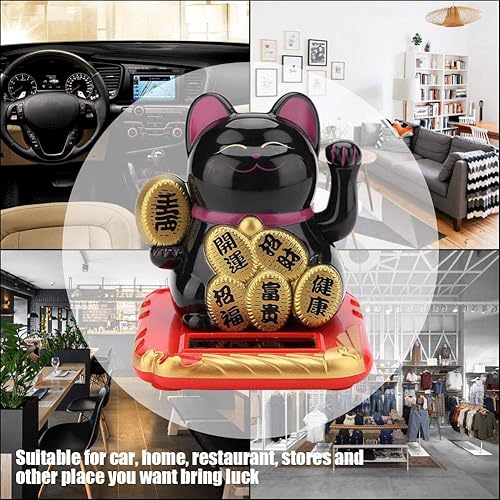 Miniatura 3 de FTVOGUE Feng Shui con energía solar lindo agitando dinero, gato, buena suerte, riqueza, fortuna, bienvenida, gatos, exhibición para el hogar,