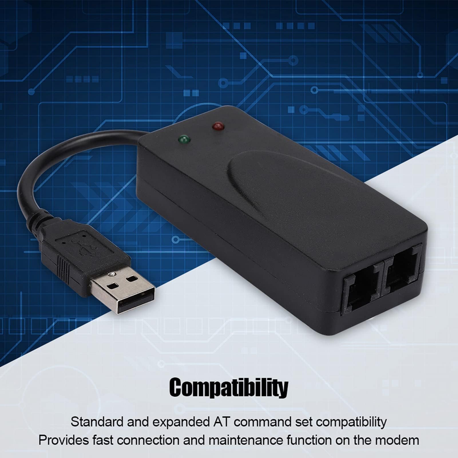 Módem Externo De Datos Y Fax De Voz USB De 56 K Con Puertos Duales, Módem Por Cable Compatible Con Win 7/Win 8/Win 10/Win Xp Y Compatible Con Marcación Automática, Marcación Por Tonos Y Pulsos, Respue