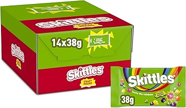 Skittles Crazy Sours, Fruchtbonbons Großpackung 14 x 38, Saure Kaubonbons mit Fruchtgeschmack, Vegane Snacks (532g)