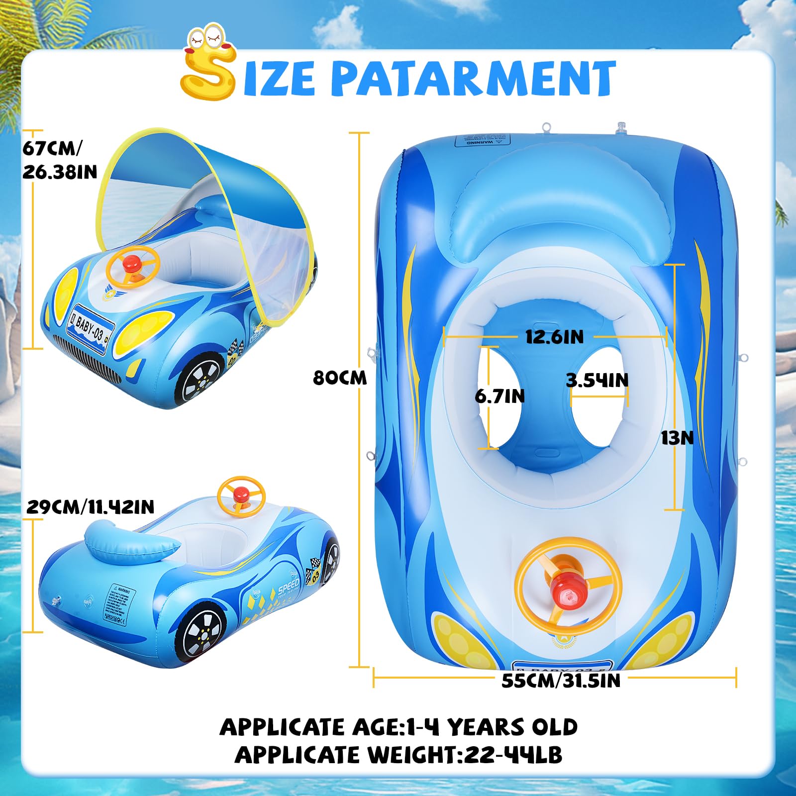 Schwimmring Baby Schwimmsitz für Babys Aufblasbarer PVC-Babyschwimmring Kinder Schwimmring Spielzeug für Baby Badesitz Schwimmbecken