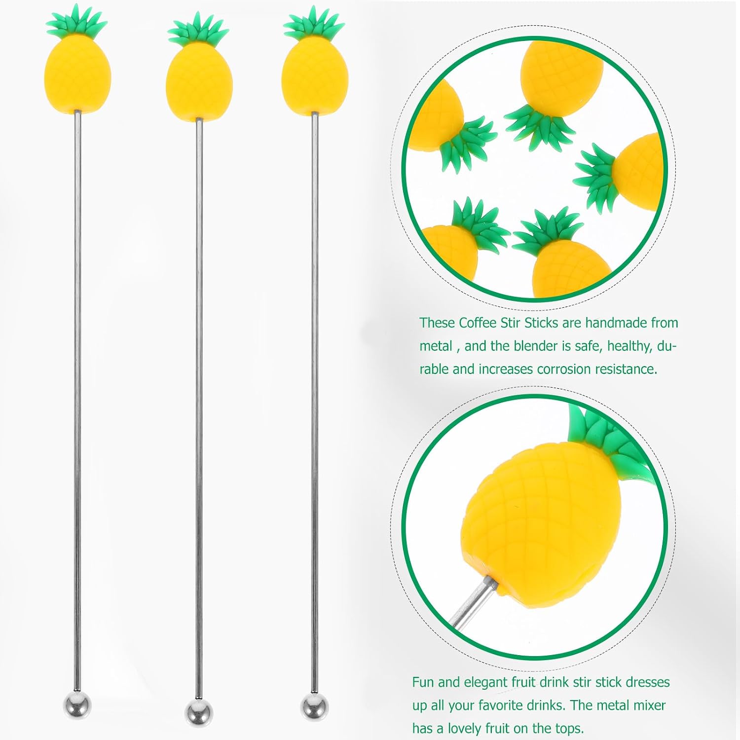 Fruit Swizzle Sticks 5pcs Stainless Steel Reusable for Cocktails