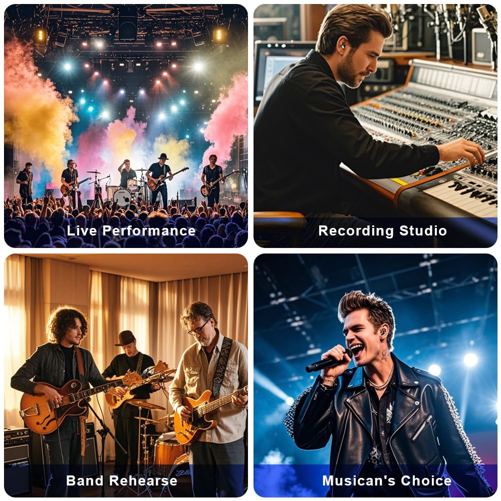 Kabelloses Stereo-In-Ear-Monitorsystem, 2,4 G, kabelloses IEM-System mit Sender, Clip-on-Empfänger, automatische Kopplung, In-Ear-Überwachung für Kirche, Bühne, Live-Performance (M6S)