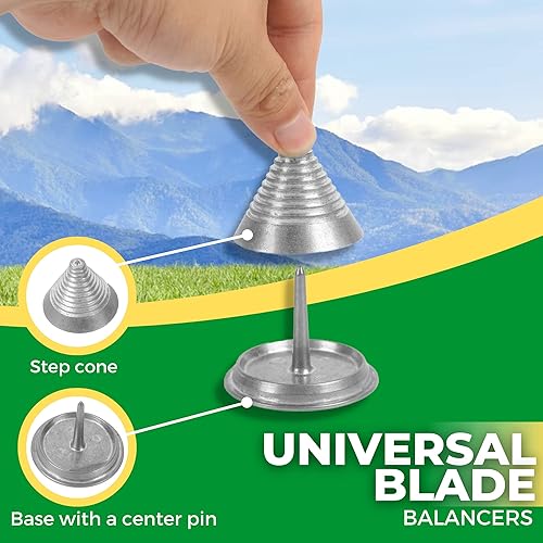 Vista 5 de TonGass Paquete de 2 balanceadores de cuchillas de precisión de metal para cortacésped, afilador de cuchillas que equilibra las cuchillas después