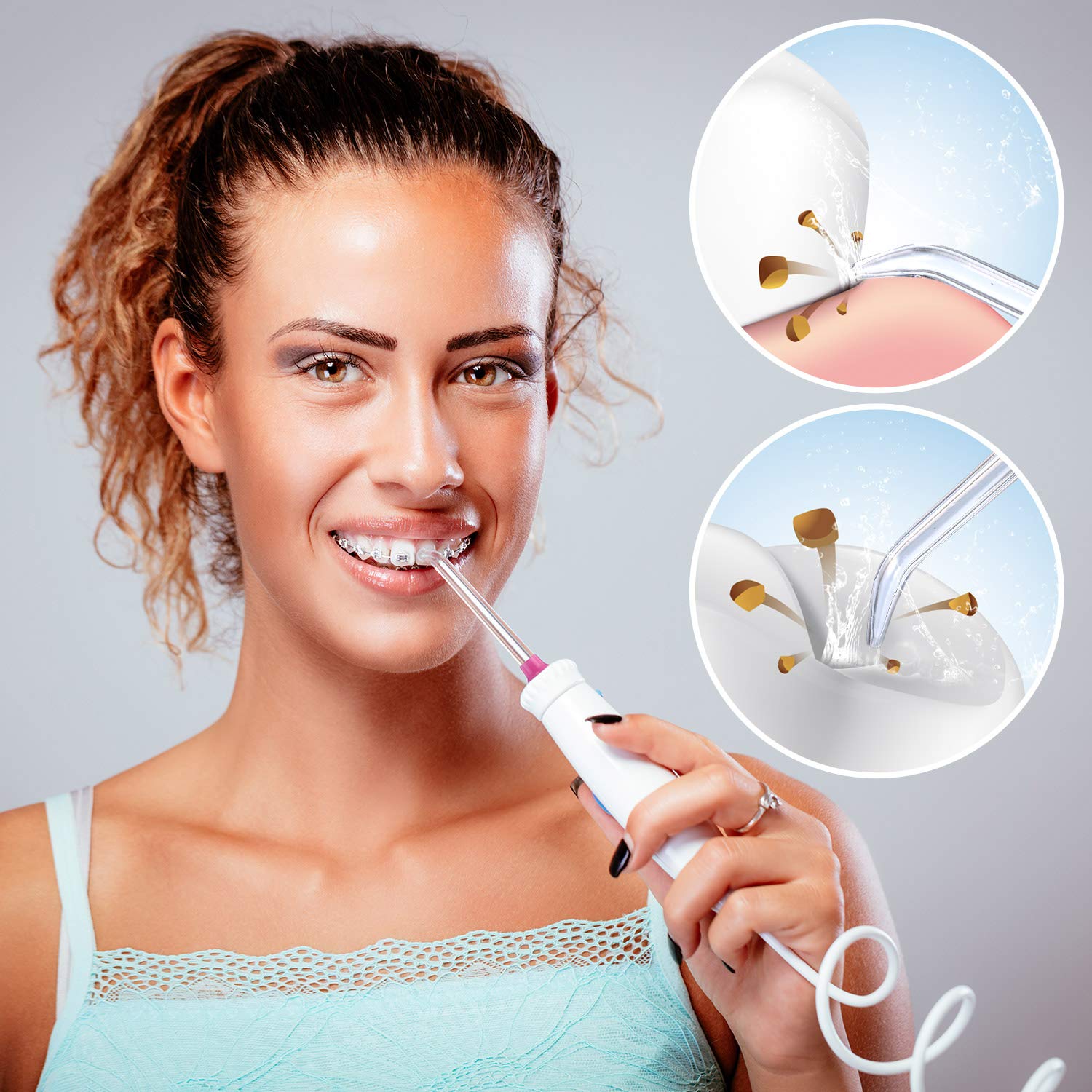 Classico Ricambio Punte Spruzzo Dentario Acqua Idropulsore Ugello Accessori per Waterpik Water Flosser (Like Wp-100) e Altri Irrigatori Orali (6 Pezzi)