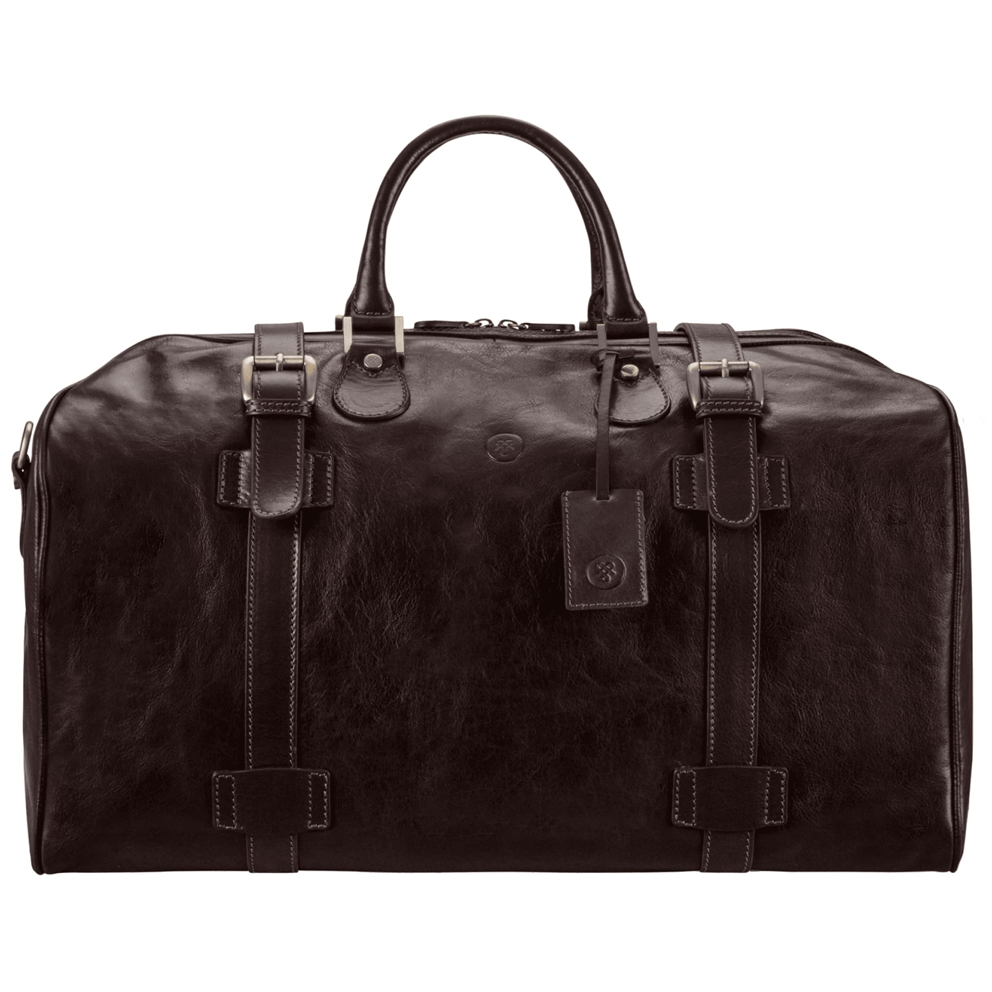 Maxwell Scott - Mens Italian Large Leather Duffle Bag for Luxury Travel - Handmade in Italy - The FleroL Dark Brown