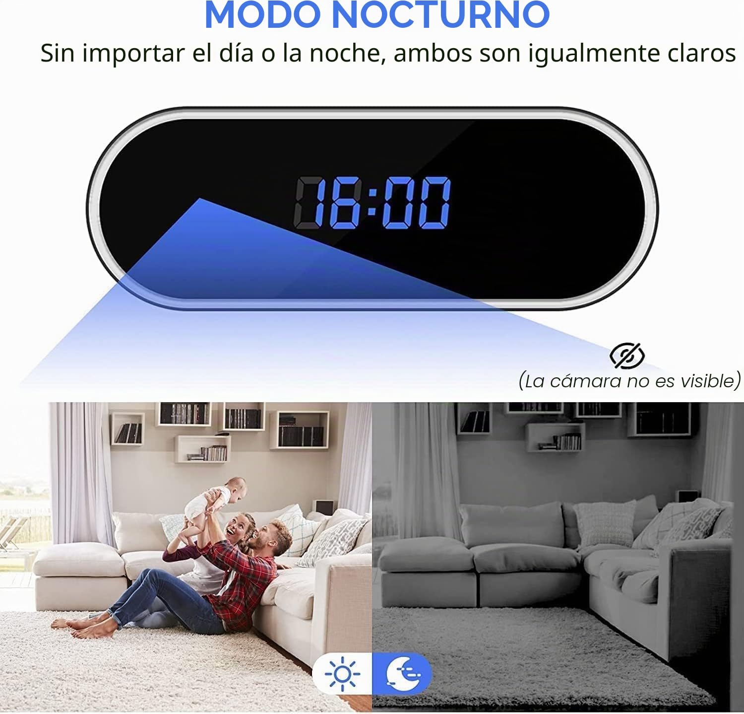 Despertador 4K FULL UHD WiFi Cámara espía roja Videocámara Mini DV Grabadora de vídeo portátil Soporte Android iPhone App Vista Control remoto 140 Ángulo de visión nocturna Detección de movimiento