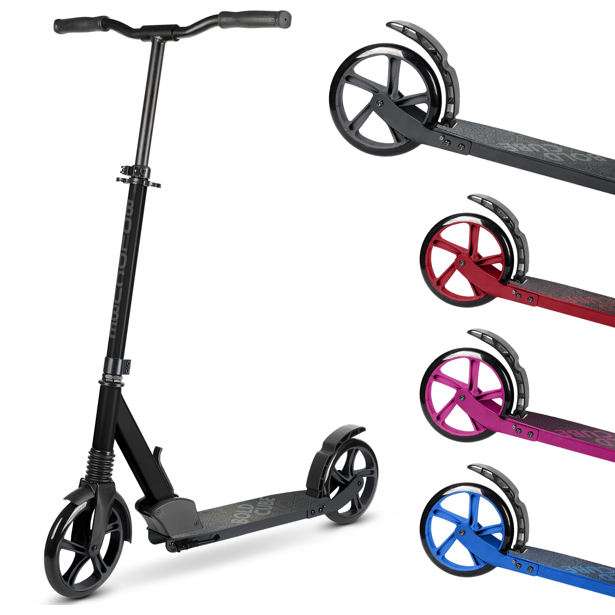 BOLDCUBE Big Wheeler | Patinete con Ruedas XXL | Niños y Niñas | 7-16+ Años | Plegable | Manillar Ajustable 86 a 111 cm