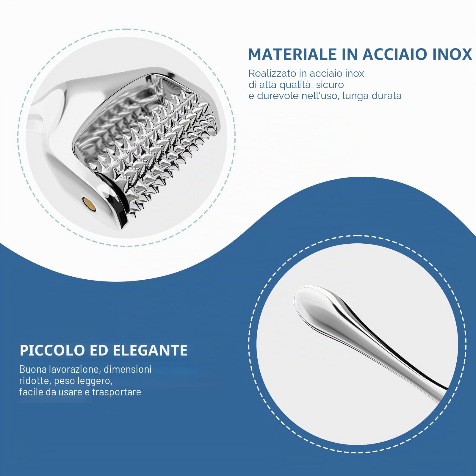 Microneedling Derma Roller – per viso e corpo, efficace contro rughe, pori grandi, smagliature, perdita di capelli, iperpigmentazione, rullo massaggiante