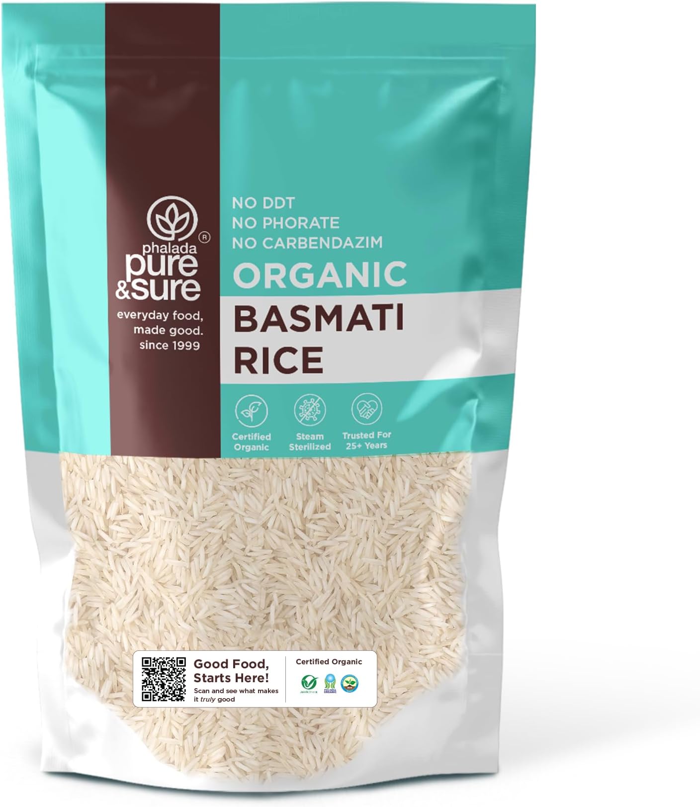 Pure & Sure Organic Basmati Rice | Instant Boost of Energy | Rich in Fiber, Good for Diabetic People, Helps Lower Blood Pressure | Healthy & Wholesome Basmati Rice 1 kg Packet