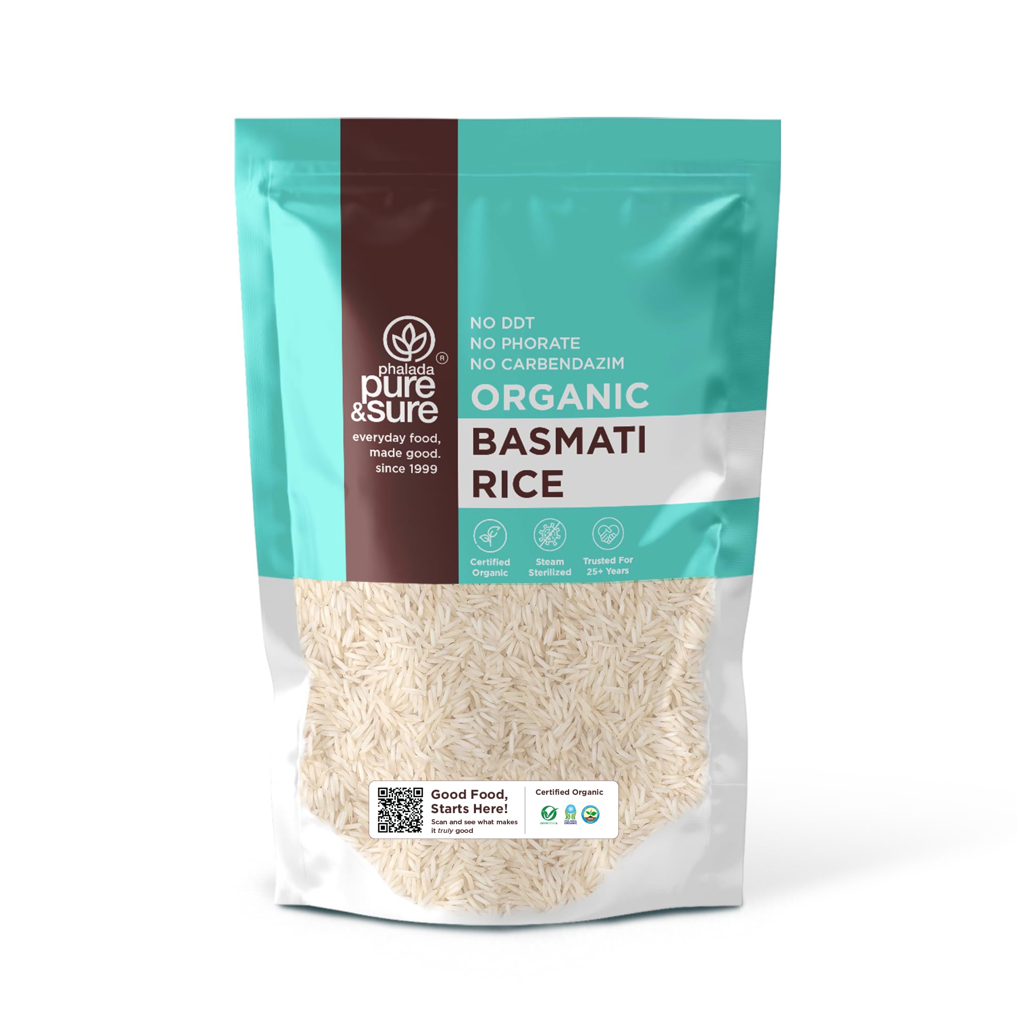 Pure & Sure Organic Basmati Rice 1Kg | Everyday Use Long Grain Rice | Gluten Free | Naturally Aged, Rich in Taste & Aroma | No Chemicals & No Pesticides