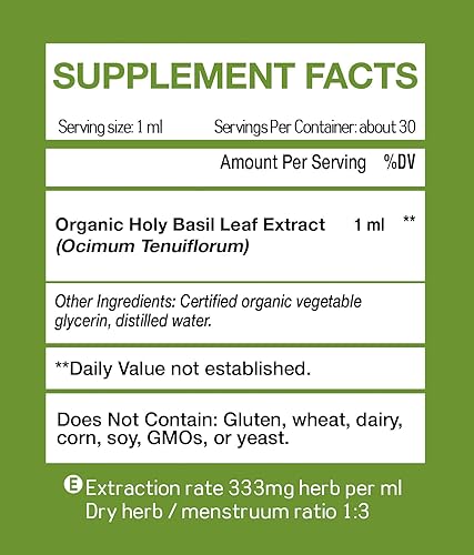 Miniatura 7 de Tintura líquida de extracto de hoja de albahaca sagrada (Tulsi), suplemento de hierba de albahaca santa, 98% de absorción, sin alcohol, vegano, sin