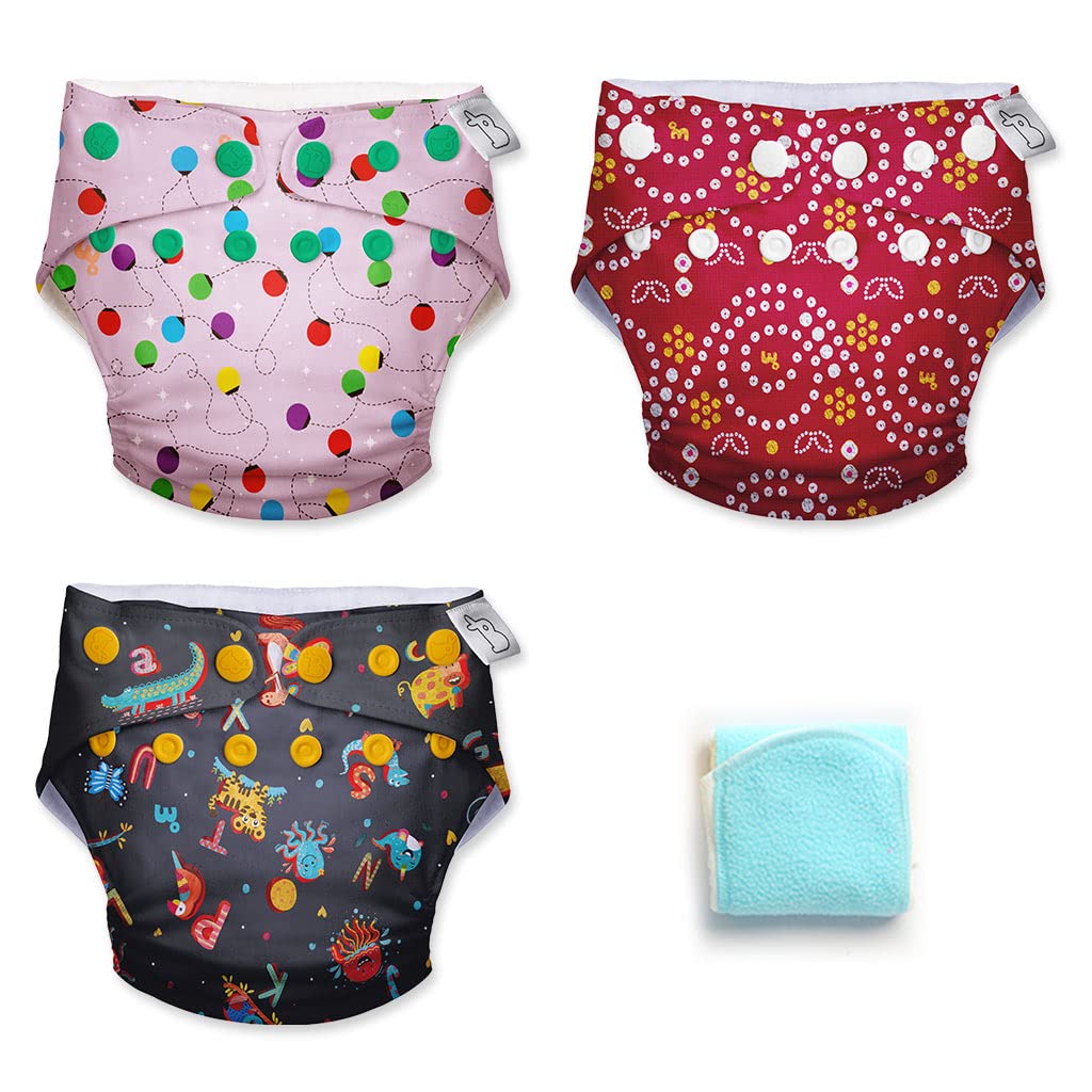 SuperBottoms Cloth Diapers for babies -3 UNO Waterproof Outers - New Version | Reusable Cloth diapers for babies from 3M to 3Y with 3 reusable UNO Shells & 1 stay dry insert-image-0