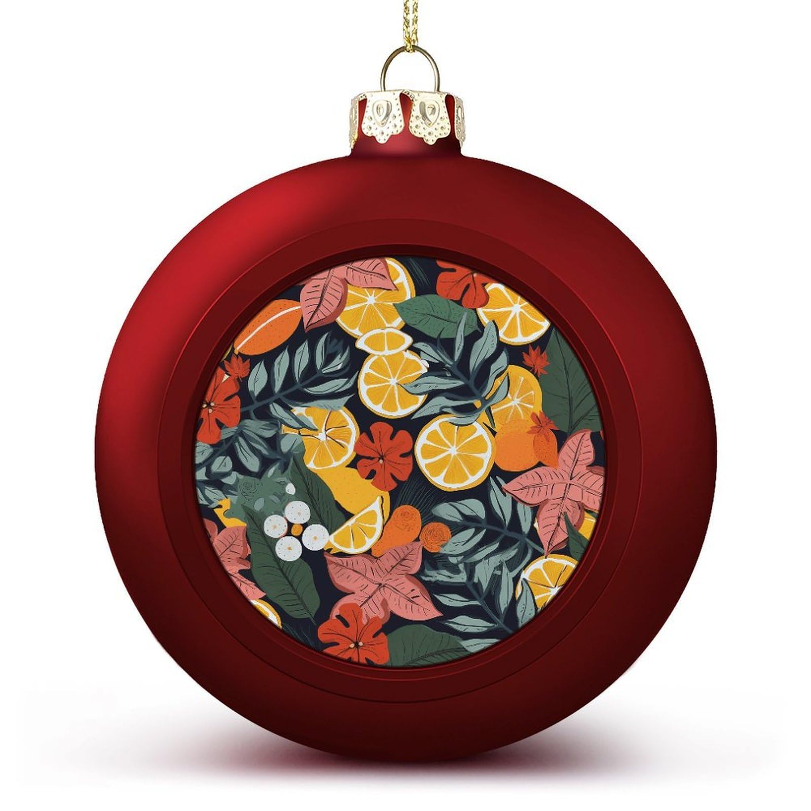 Décorations de sapin de Noël incassables feuilles tropicales et citrons