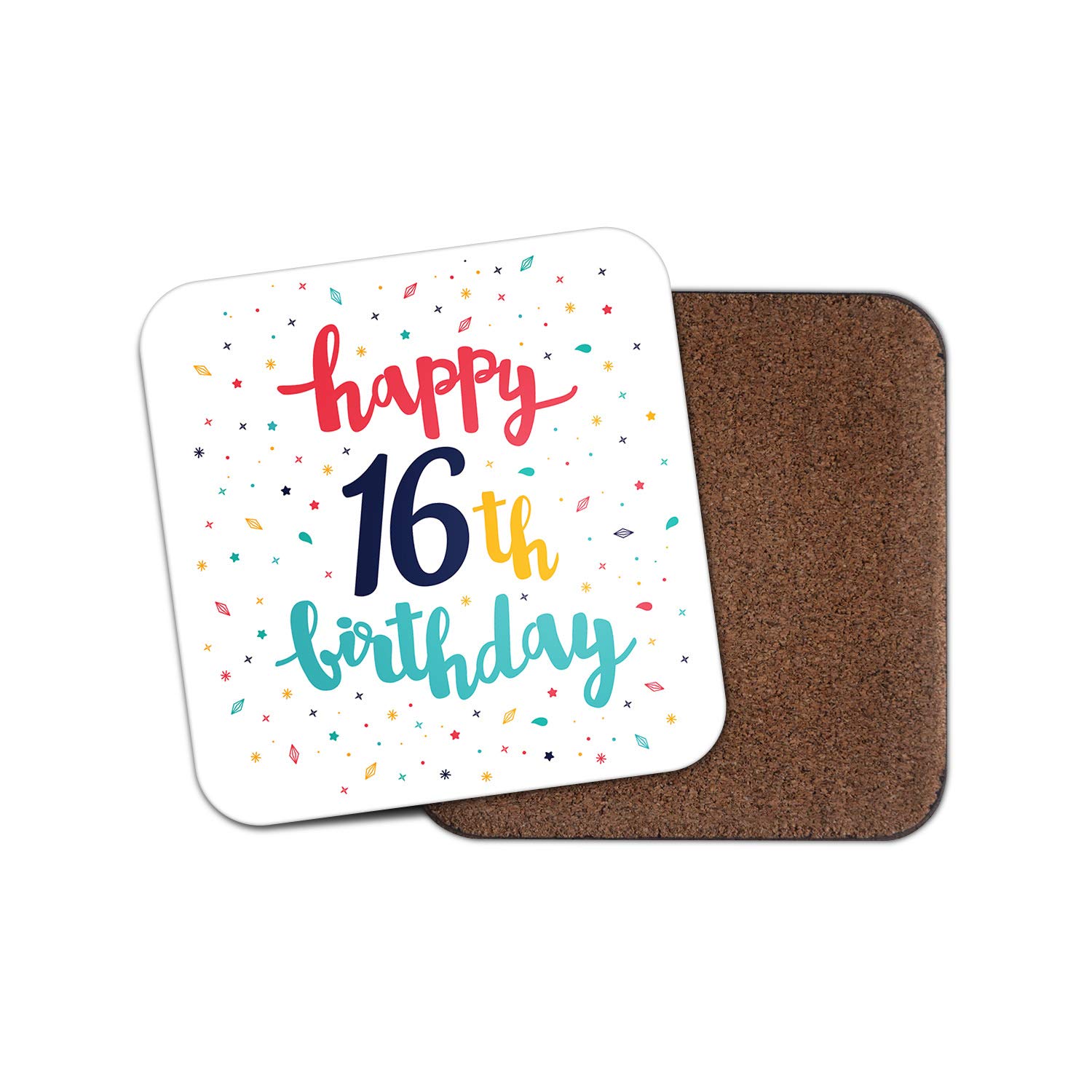 1 x Happy Sixteenth Birthday Coaster - Sweet 16th Sixteen Party Confetti #19099