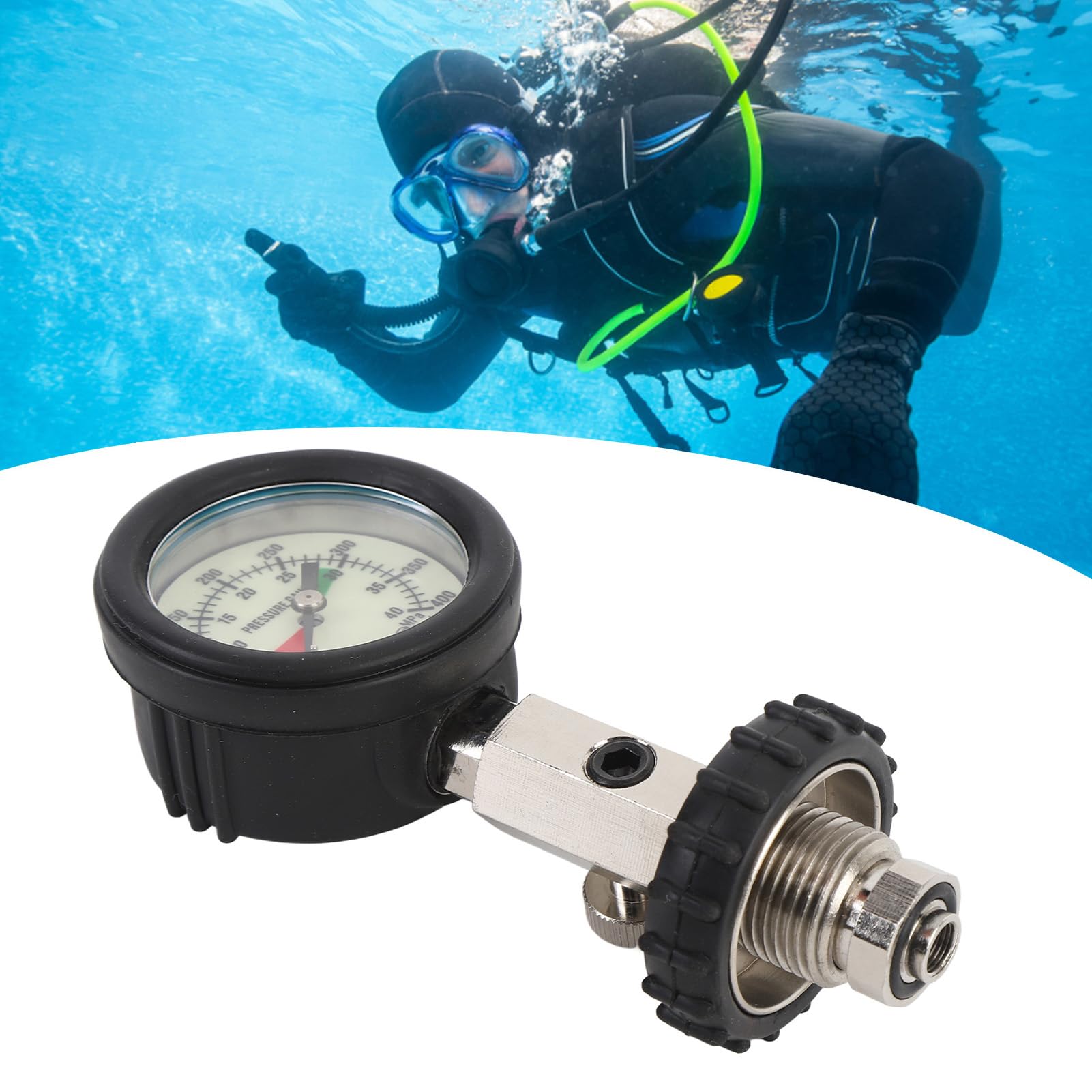 Manometro Subacqueo Multifunzionale Luminoso Ad Alta Precisione per Immersioni in Acque Profonde Acciaio Inossidabile 1 X