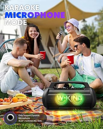 W-KING 120W Peak 70W Speakers Bluetooth Wireless, IPX6 Waterproof Bluetooth Speaker/Subwoofer/42H/DSP/EQ/Stereo Pair/RGB/Powerbank/MIC in/TF, Loud Outdoor Portable Speaker Large Boombox for Party/Pool