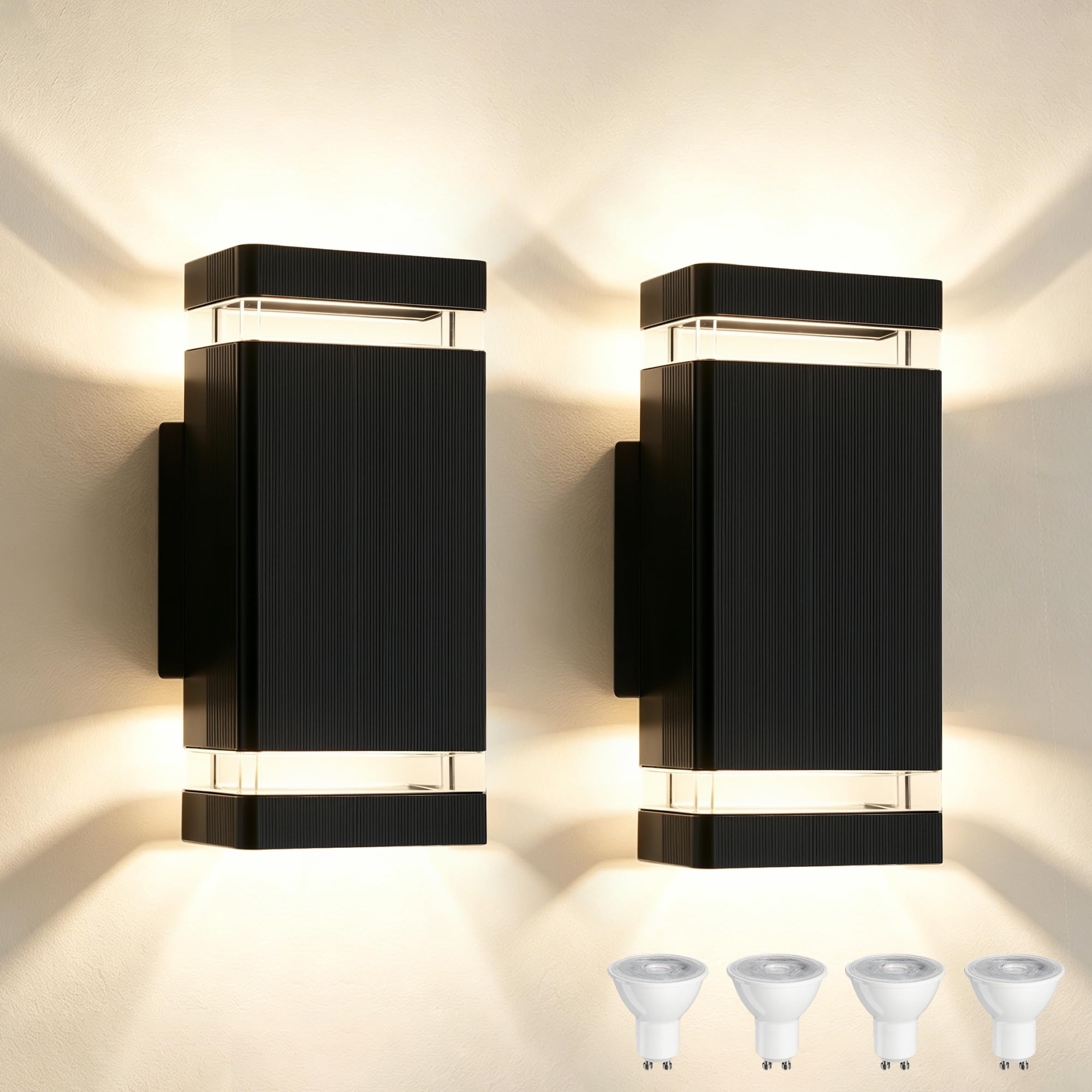 YOVGQOLV Outdoor Wall Lights Mains Powered Up Down Outside Lights GU10