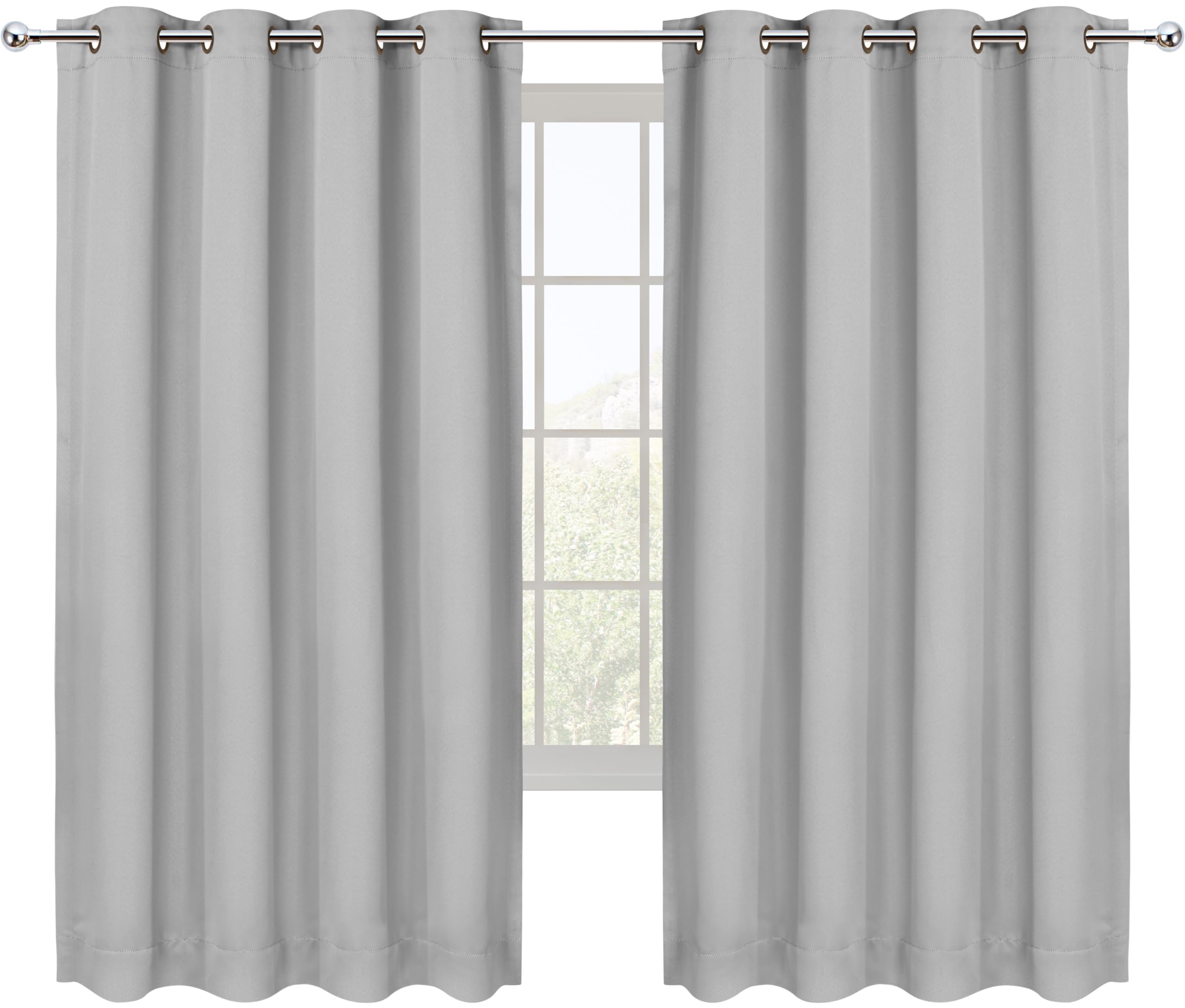 Utopia Bedding Opacas Cortinas Salon Modernas 2 Piezas 132x160 cm, Blanco grisáceo - Cortinas Térmicas Aislantes Frío Calor y para Dormitorio, Salón y Cocina con Ojales