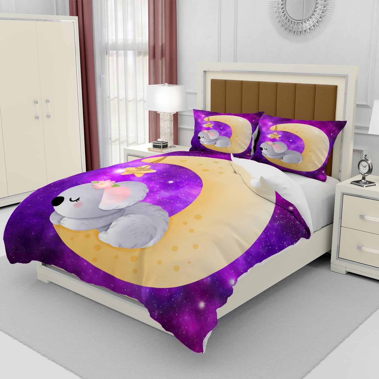 Ropa de Cama 240x260 cm Bebe Koala Niño Chico Adolescente 3 Piezas Funda de Edredón Microfibra Fundas Nordicas y Funda de Almohada