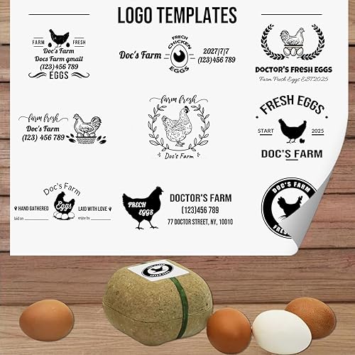 Miniatura 2 de Sello personalizado para cartón de huevos frescos - Sellos personalizados de cartón de huevos de madera y goma para gallineros agrícolas Homestead
