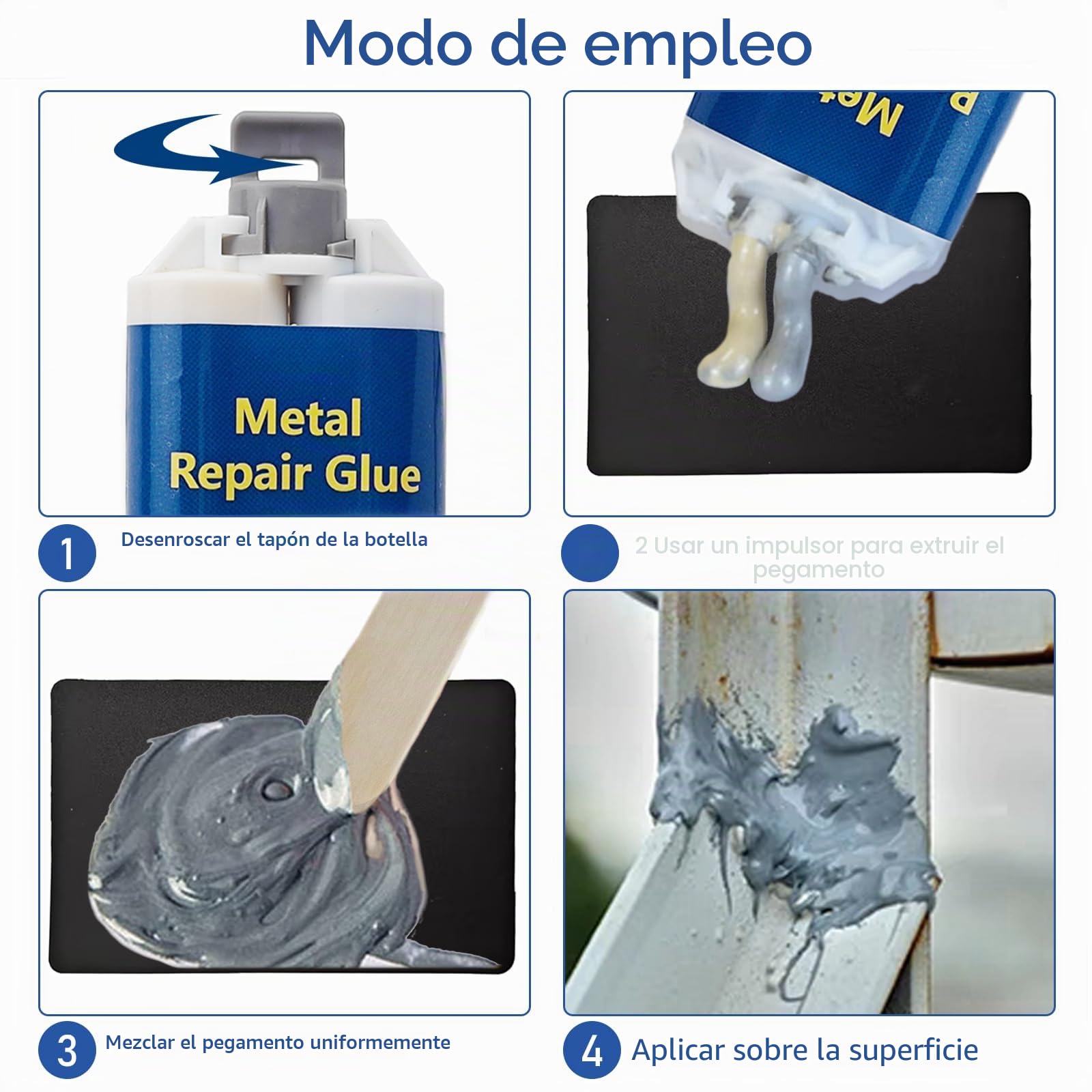 EIGTWEN Pegamento metálico resistente al calor, adhesivo extra fuerte para reparación de grietas y roturas en metal, acero inoxidable, plástico, madera