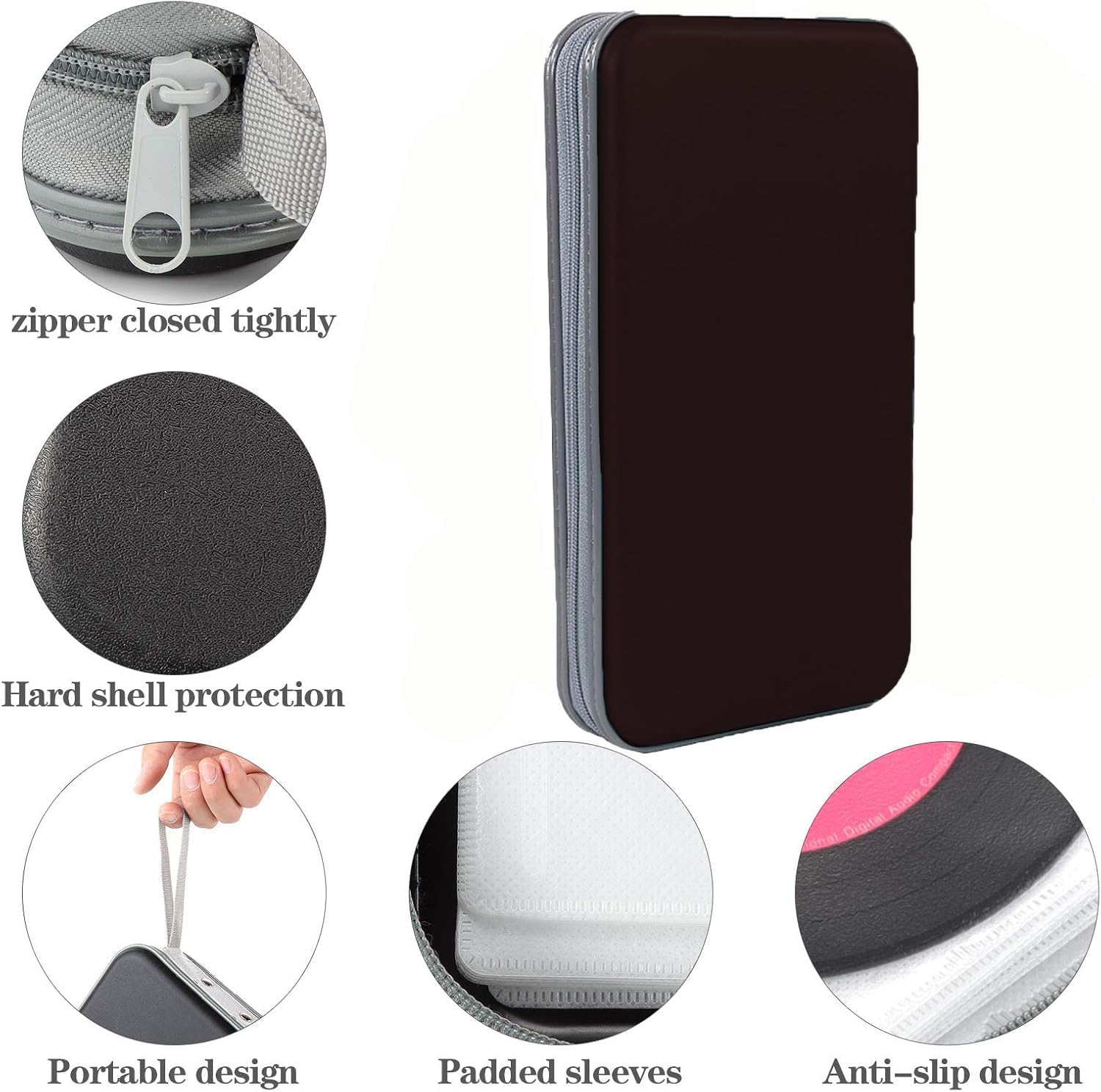 Sac CD, sac de rangement pour disques CD DVD, sac de rangement pour CD pour la maison et les automobiles pouvant contenir 80 disques en noir.