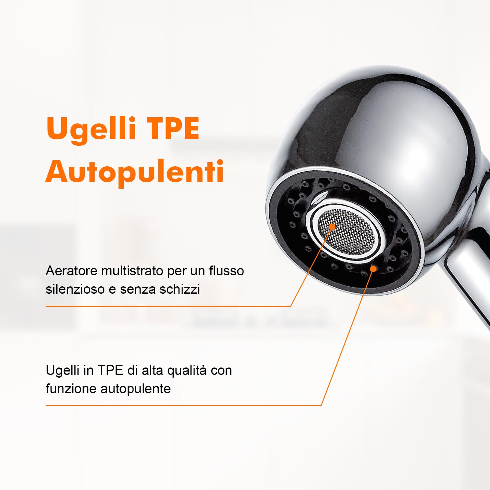 Ibergrif Soffione di Ricambio per Rubinetto Cucina, Doccetta Lavandino a 2 Funzioni, Ugello Estraibile G1/2, Spruzzatore Universale per Lavello-M91209