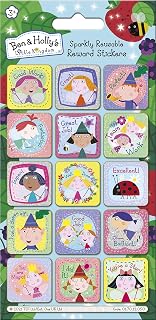 Paper Projects 01.70.12.050 Ben and Holly's Little Kingdom Sparkly Reward Stickers | Official Licensed Product | Reusable on Non-Porous Surfaces, 19.5cm x 9.5cm