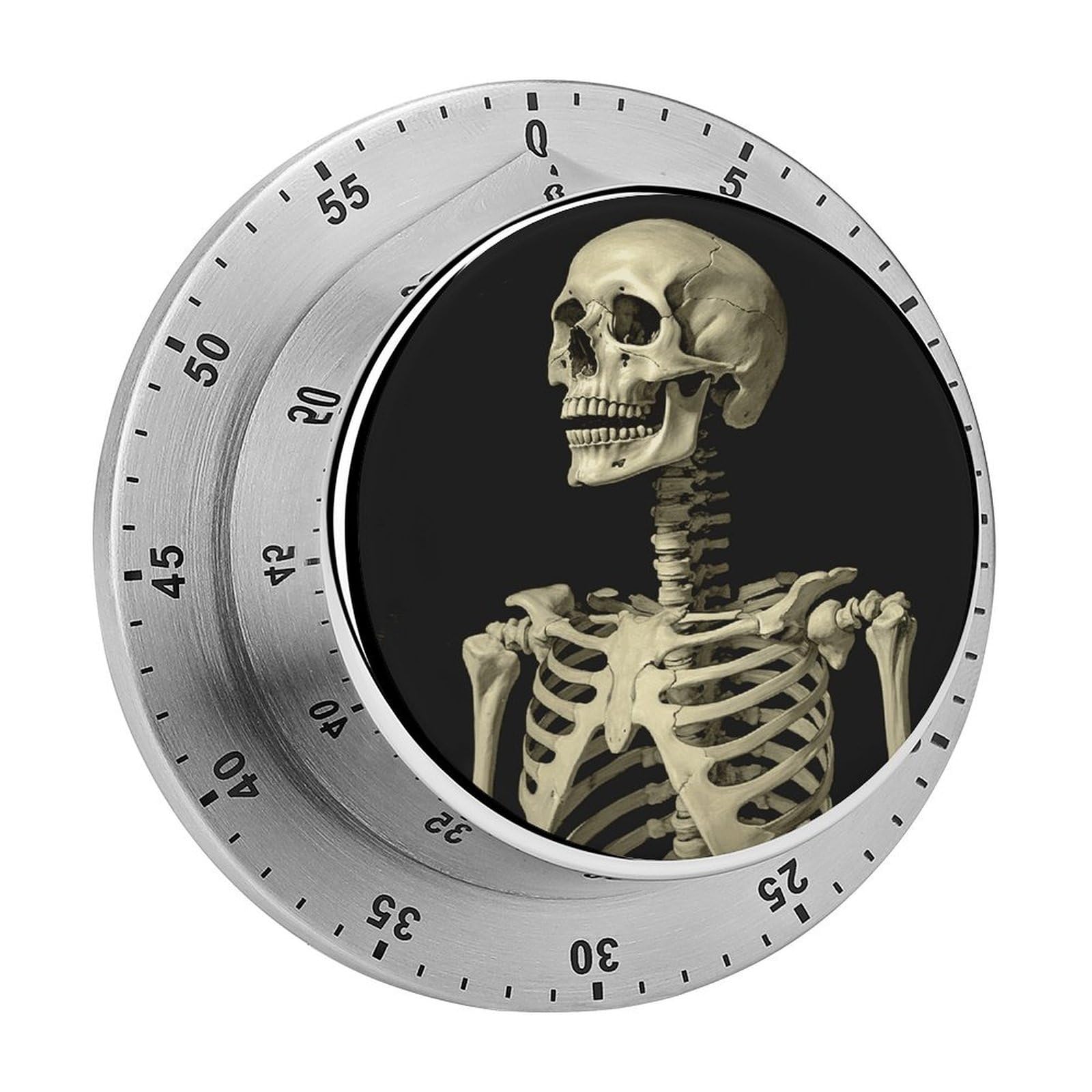 A Skeleton Visual Timer with Loud Alarm 60-Minute Kitchen Timers Exquisite Stainless Steel Body - Mechanical Desk Timer Countdown Clock for Cooking Chef Clock