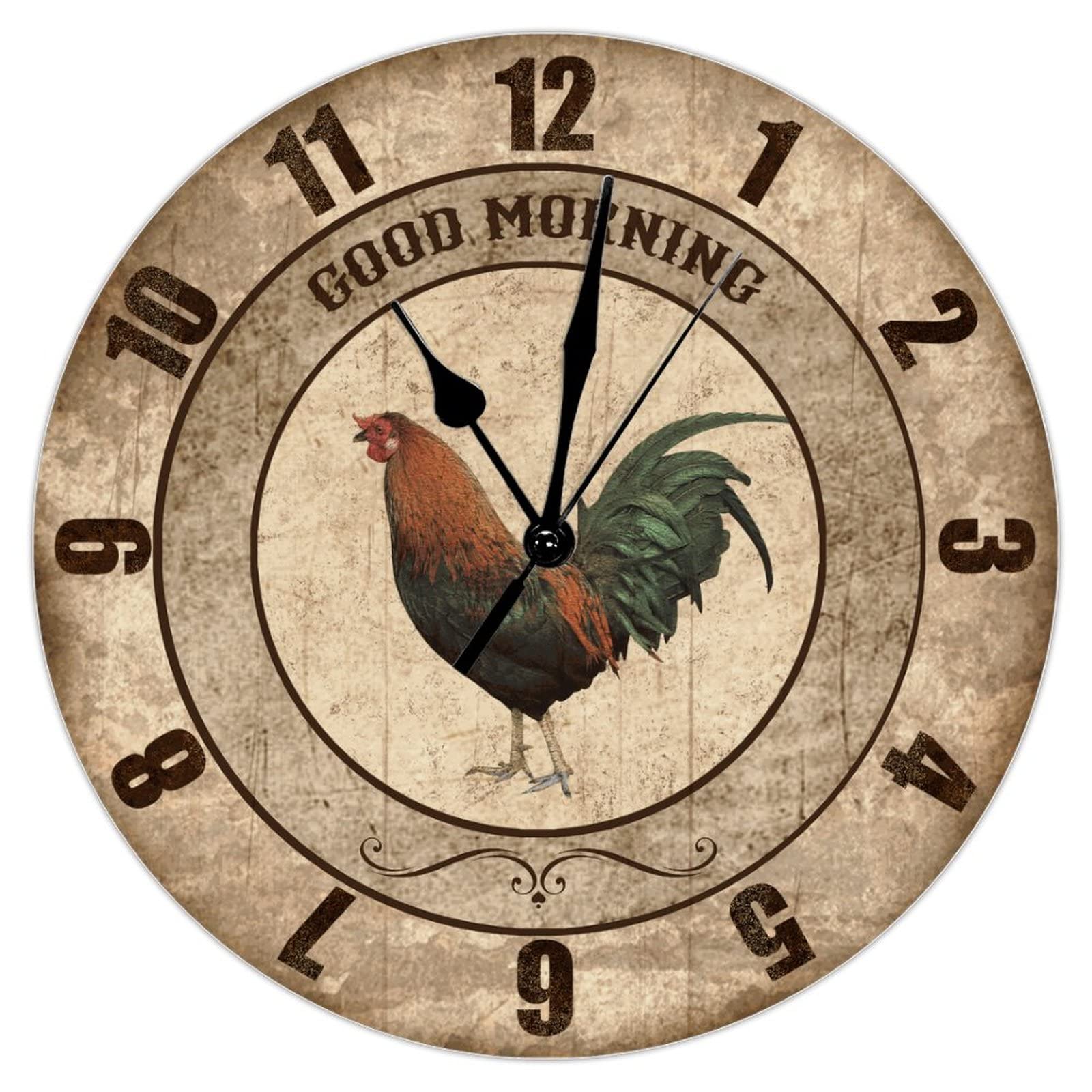 Horloge murale 38 cm Home to Roost Good Morning rétro et silencieuse
