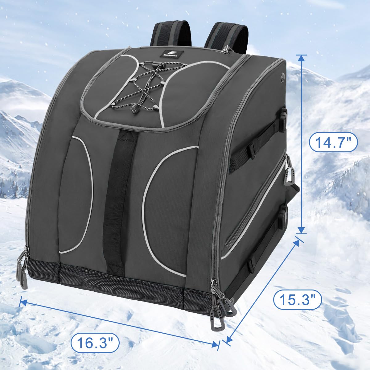 Sac à Chaussures de Ski Imperméable 55L avec Compartiment pour Casque - Sac à Dos de Sport pour Skis, Camping