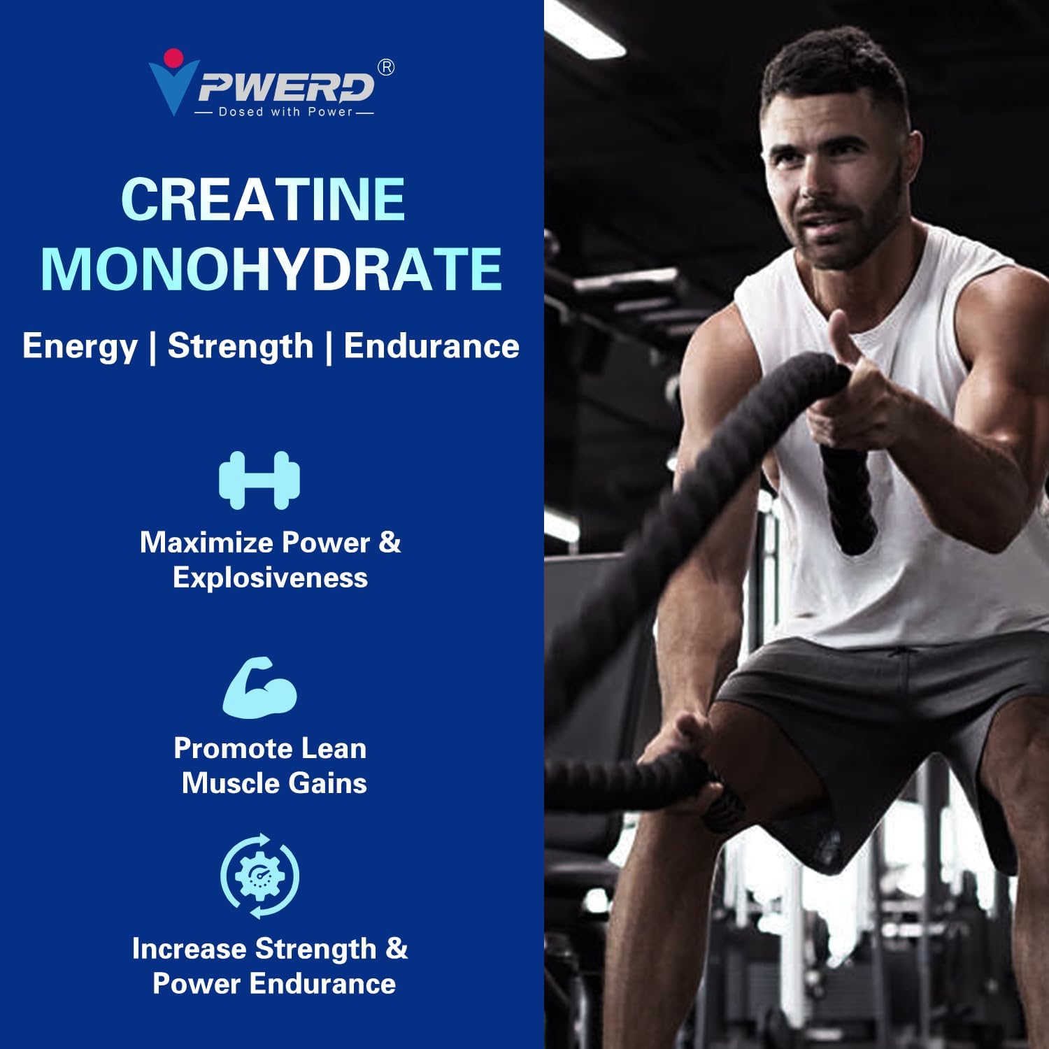 120Count Creatine Monohydrate Gummies 5g, Energy Creatine Supplements Gummies for Gym Essentials-Blueberry