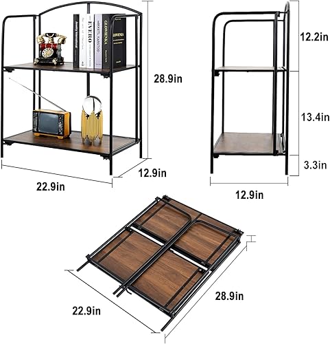 Miniatura 145 de Crofy - Estantería plegable sin montaje para sala de estar, estante plegable blanco de 5 niveles para oficina en casa, organizador de almacenamiento
