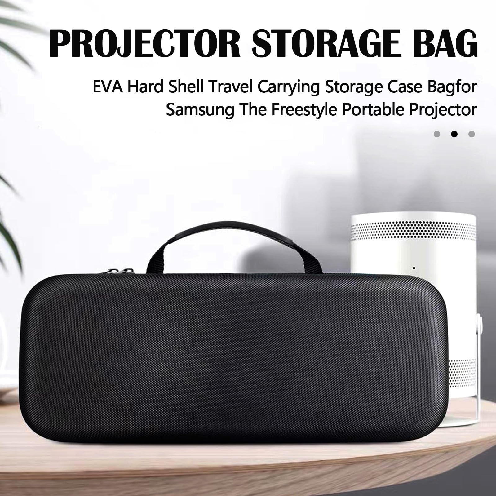 Custodia Per Trasporto Del Proiettore, Custodia Protettiva Per Samsung Proiettore Freestyle E Base Della Batteria Scatola Protettiva Rigida In Eva Nera 37,5x15,5x12 CM