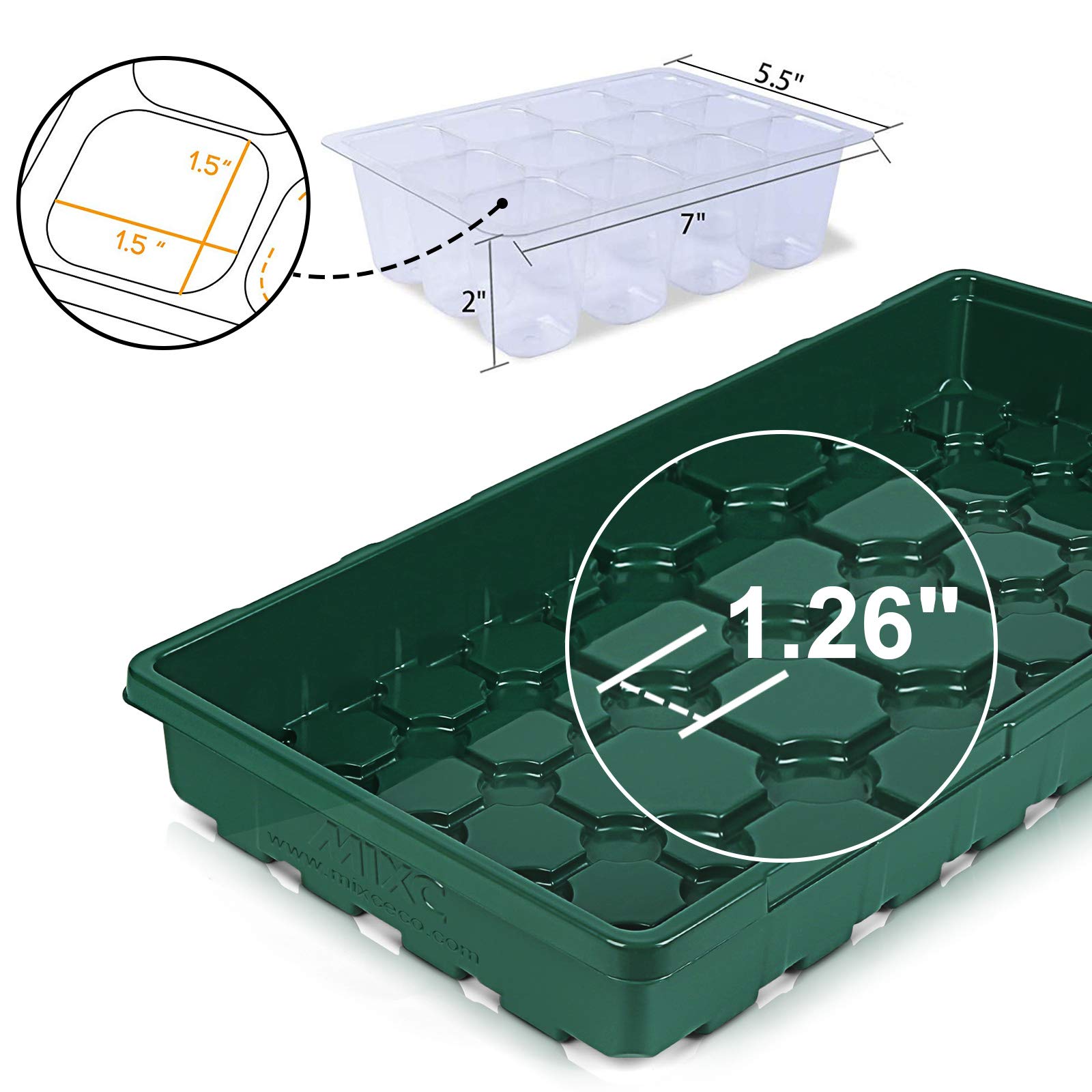 MIXC 5Pack 1020 Flat Trays with Humidity Dome Germination kit Seed