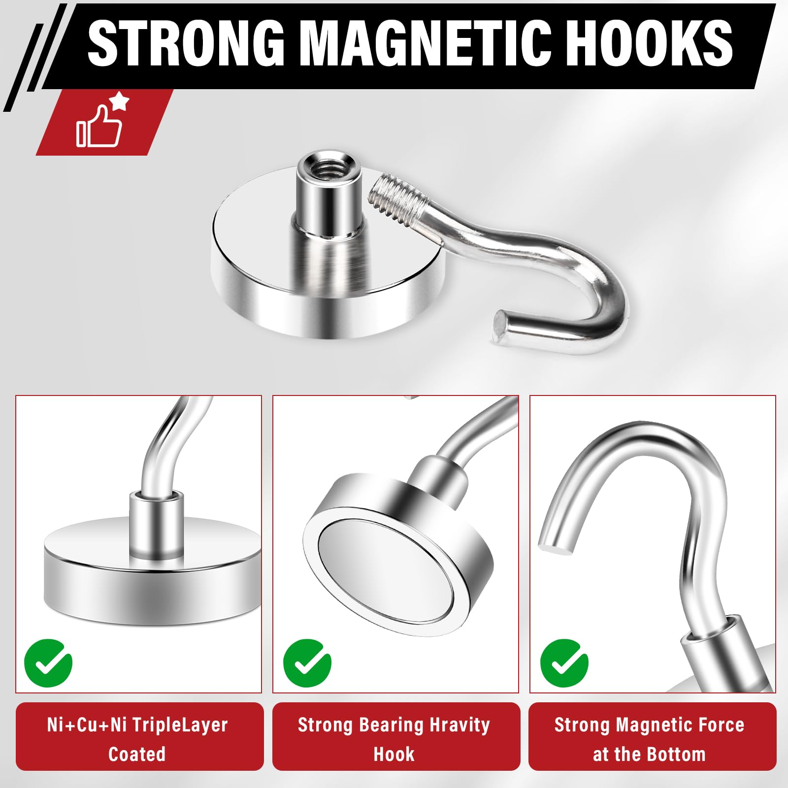 TOP MAGNETS Ganchos magnéticos, imanes de crucero de 80 libras, ganchos magnéticos para crucero, paquete de 12 artículos esenciales para cabinas de crucero, refrigerador, colgar, pizarra blanca,